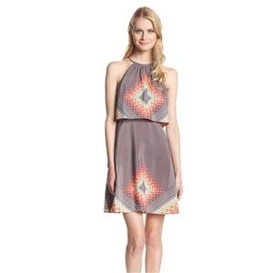 Jessica Simpson Taupe & Coral Popover Halter Dress - Size XS